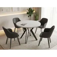 WFL GROUP Runder Tisch für das Esszimmer - 100 oder 120 cm Durchmesser - Ausziehbarer Tisch mit Pulverbeschichteten Schwarzen Metallbeinen - Industriestil - 100 cm - Weiß
