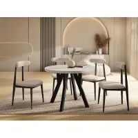 WFL GROUP Runder Ausziehbarer Esstisch im Loft-Stil – Verlängerbarer Tisch mit Schwarzen Holzbeinen – Platzsparender Esstisch für Wohnzimmer – Kaschmir – 90 bis 190 cm