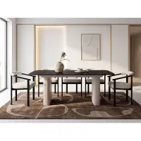WFL GROUP Ausziehbarer Rechteckiger Esstisch – XXL Modernes Design Metallgestell in Kaschmir – für 10-14 Personen, 200 x 90 / 300 cm – Schwarz Marmor Kupfer