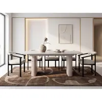 WFL GROUP Ausziehbarer Rechteckiger Esstisch – XXL Modernes Design Metallgestell in Kaschmir – für 10-14 Personen, 200 x 90 / 300 cm – Marmor Weiß