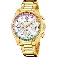 Festina Damen Chronograph Weiß Edelstahl Zirkonia F20609/2 F20609/2