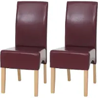 MCW 2er-Set Esszimmerstuhl Crotone, LEDER rot, helle Beine