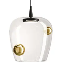 Zafferano Bilia Pendelleuchte, 230 V LED, 8 W, aus mundgeblasenem Borosilikatglas, Farbe Schwarz und Antikgold, Gesamthöhe 333 cm