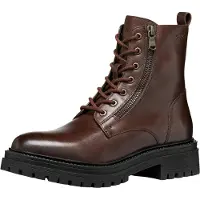 Geox Lederstiefel Iridea D16HRF Schwarz mit Schnürung und Reißverschluss