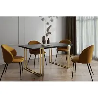 WFL GROUP Ausziehbarer Rechteckiger Esstisch im Loft-Stil - Großer Industrietisch mit Goldenen Metallbeinen, 140 bis 240 cm - Platzsparender Konferenztisch für Wohnzimmer und Büro - Schwarz