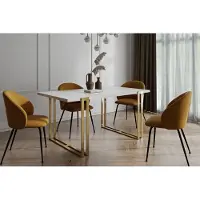 WFL GROUP Ausziehbarer Rechteckiger Esstisch im Loft-Stil - Großer Industrietisch mit Goldenen Metallbeinen, 140 bis 240 cm - Platzsparender Konferenztisch für Wohnzimmer und Büro - Weiß