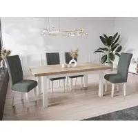 WFL GROUP Moderner Rechteckiger Ausziehbarer Esstisch - Platzsparend - Weißen Holzbeine - 140 bis 180 cm - Hergestellt in EU - 140 x 80 cm - Sonoma Eiche