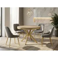 WFL GROUP Runder Ausziehbarer Esstisch - Loft Style Tisch mit Goldenen Metallbeinen - 100 bis 180 cm - Industrieller Tisch für Wohnzimmer - Kompakt - 100 cm - Sonoma Eiche