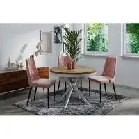WFL GROUP Runder Ausziehbarer Esstisch - Loft Style Tisch mit Weißen Metallbeinen - 90 bis 170 cm - Industrieller Tisch für Wohnzimmer - Kompakt - 90 cm - Lefkas Eiche