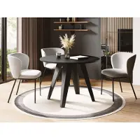 WFL GROUP Esstisch Glory im Industriestil - Modern, Rund - Ausziehbar von 100 cm bis 140 cm, Pulverbeschichtete Metallbeine - Schwarz