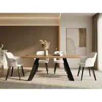 WFL GROUP Esstisch Colter Schwarz im Modern Still, Rechteckig Tisch - Ausziehbar von 160 cm bis 260 cm, Pulverbeschichtete Weiße Metallbeine - 160 x 80 cm - Craft Eiche