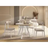 WFL GROUP Runder Ausziehbarer Esstisch im Loft-Stil – Verlängerbarer Tisch mit Weißen Holzbeinen – Platzsparender Esstisch für Wohnzimmer – Eiche Sonoma Hellbraun – 80 bis 130 cm
