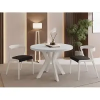 WFL GROUP Runder Esstisch Ausziehbar 100-200 cm XXL Groß – Verlängerbar, für 5-10 Personen mit Weißen Holzbeinen – Tisch für Wohnzimmer & Esszimmer in Weiß