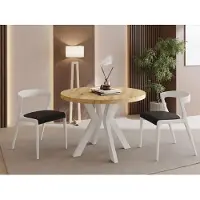 WFL GROUP Runder Esstisch Ausziehbar 100-300 cm XXL Groß – Verlängerbar, für 5-14 Personen mit Weißen Holzbeinen – Tisch für Wohnzimmer & Esszimmer in Eiche Artisan Hellbraun
