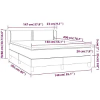 vidaXL Boxspringbett mit Matratze Schwarz 140x200 cm Kunstleder