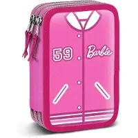 KARACTERMANIA Barbie Varsity Gefülltes Dreifach-Federmäppchen, Rosa