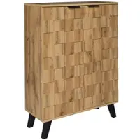 OKWISH Schuhschrank mit 5 Fächern Einlegeböden Holzmaserung 80x35.5x110cm Natur