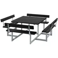 Plus Picnic Gartensitzgruppe RePlast Schwarz 200 cm mit 4 Rückenlehnen