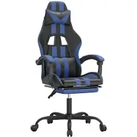 vidaXL Gaming-Stuhl mit Fußstütze Drehbar Schwarz & Blau Kunstleder
