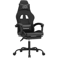 vidaXL Gaming-Stuhl mit Fußstütze Schwarz Kunstleder