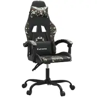 vidaXL Gaming-Stuhl Drehbar Schwarz und Tarnfarben Kunstleder