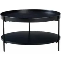 OKWISH Couchtisch mit Zweistufiger Stauraum, Sofatisch Tablett-Design, Einfache Montage,Für Wohnzimmer, Schwarz
