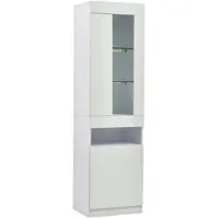 OKWISH Vitrine mit LED Beleuchtung Wohnzimmer 50x40x180cm Weiß