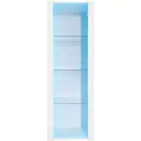 OKWISH Vitrine mit LED Beleuchtung Glasböden Wohnzimmer 55x38x166cm Weiß