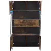 OKWISH Vitrine mit LED Beleuchtung Schubladen Wohnzimmer 80x40x138cm Natur