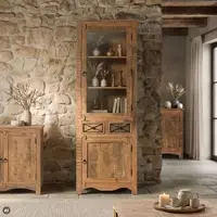 MASSIVMOEBEL24.DE Vitrine Akazie 73x45x200 natur versiegelt NATURE OF SPIRIT #315