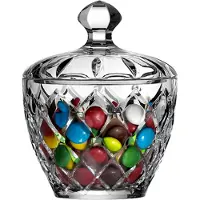 Alessandro Bonbonniere mit Deckel - London - dekoriertes Glas - 9 x 11 cm - Bonbonglas