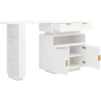 STILVORA Bartisch MDF Weiß 115-183x40x99,5 cm, ausziehbar mit LED und Stauraum