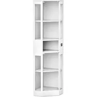 OKWISH Glasvitrine aus MDF und Glas, Weiß, 57x40x165 cm, mit LED-Beleuchtung und Bewegungssensor