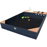 Axi Kelly Sandkasten aus Holz mit Sitzecken & Spielküche inklusive Spüle | Sandkasten für Kinder in Anthrazit & Braun | 180 x 115 cm