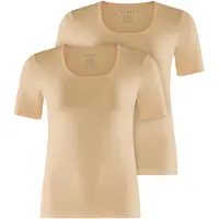 Falke 2-Pack Damen T-Shirt Daily Comfort, S, Beige, Uni, Baumwolle
