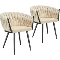 TecTake Set Esszimmerstuhl Astano gepolstert, mit Samtbezug, Knotendesign 60,5 x 55 x 75 cm