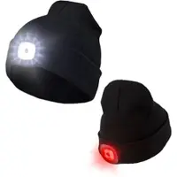 KesTek PROFESSIONAL Strickmütze schwarz mit doppel LED Licht
