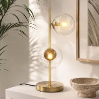 LumenXL 2-flammige Tischleuchte Ethan - Bronze mit transparentem Glas