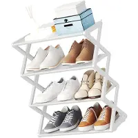 Unyqoos Schuhregal – platzsparend & verstellbar, 4 Ebenen für bis zu 12 Paar Schuhe, faltbar, stabil für Flur oder Schrank, einfache Montage ohne Werkzeug