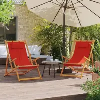 Markenlos Strandstühle, 2 Stück, klappbar, rot, Stoff – Möbel, Gartenmöbel, Gartensitzmöbel, Gartenstühle, 13 kg