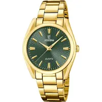 Festina Quarzuhr "Boyfriend Collection", gold (goldfarben, grün, grün), Armbanduhren, Damen, goldfarben, Quarzuhr, Armbanduhr, Damenuhr, Edelstahlarmband, analog