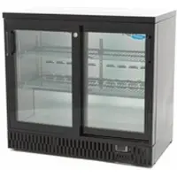 Maxima - Getränkekühlschrank 2 Schiebetüren, schwarz, Doppelverglasung, LED, 214 L, 4 verstellbare Einlegeböden, Abmessungen 92x51,5x85 cm