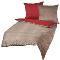 TRAUMSCHLAF Mako-Satin Wendebettwäsche Texture 240x220 cm + 2x 40x80 cm rot