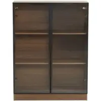 STILVORA Glasvitrine Glas/Spanplatte Natural Walnut 80x30x106 cm mit LED-Beleuchtung