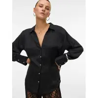 Vero Moda Langarmbluse "VMSOMMER LS SHIRT WVN GA NOOS" Kunstfaser, regular fit