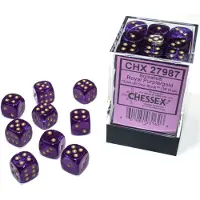 Chessex Borealis 12mm d6 Royal Purple/gold Luminary Dice Block (36 dice)