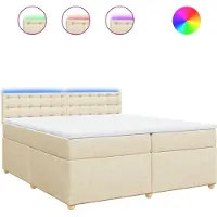 vidaXL Boxspringbett mit Matratze Creme 200x200 cm Stoff