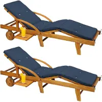 Casaria Sonnenliege mit Rädern, 2er-Set, inkl. Auflagentisch, Blau