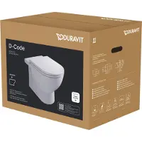 Duravit Stand-WC, Tiefspüler-Set D-Code m Sitz, Absenkautomatik, Rimless, weiß