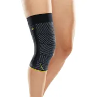 Medi Kniebandage Genumedi E+motion 3.0, extraweit, schwarz/gelb, mit Silikonring, Merino, Größe V
